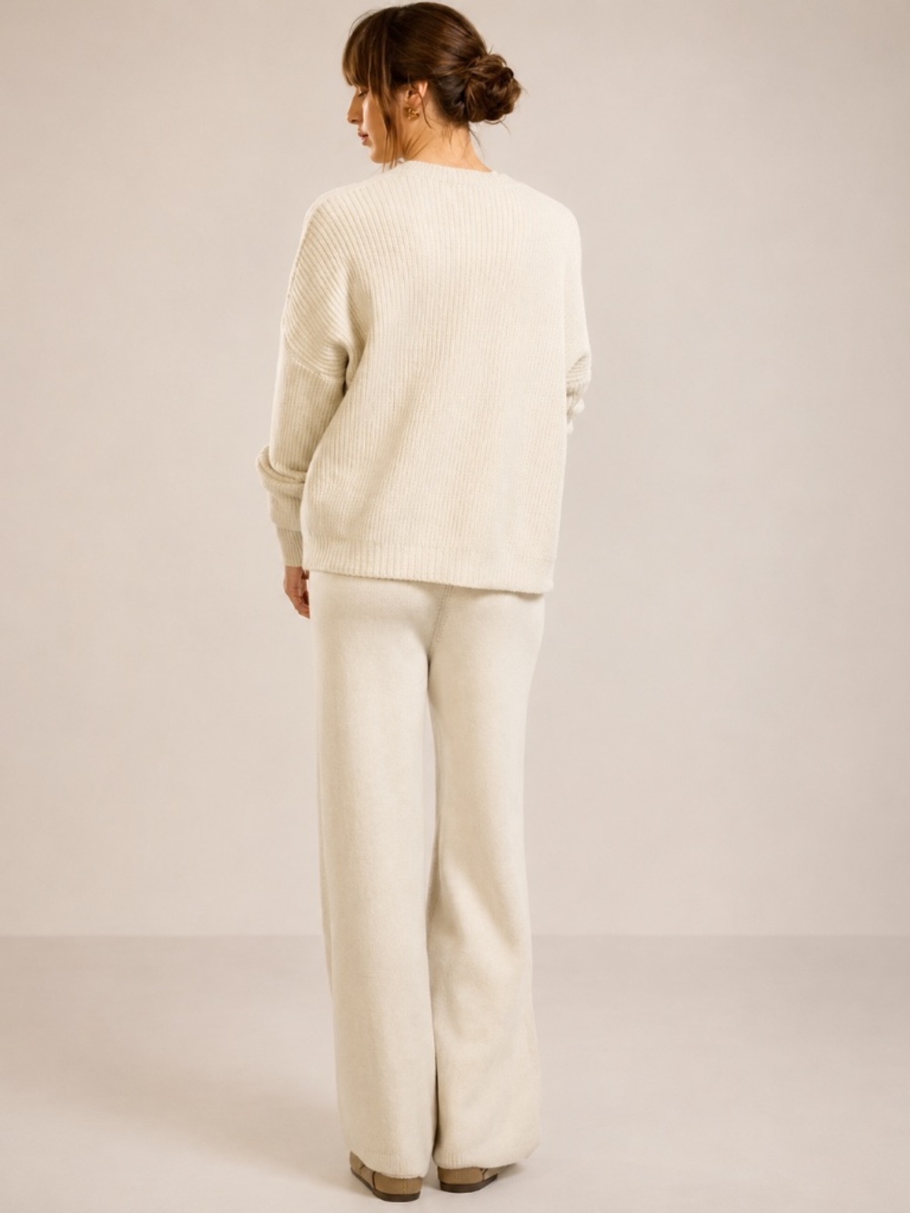 NWOT Jaki London Isla Cashmere Wool Blend Wide Leg Lounge Pants O/S - Picture 2 of 7